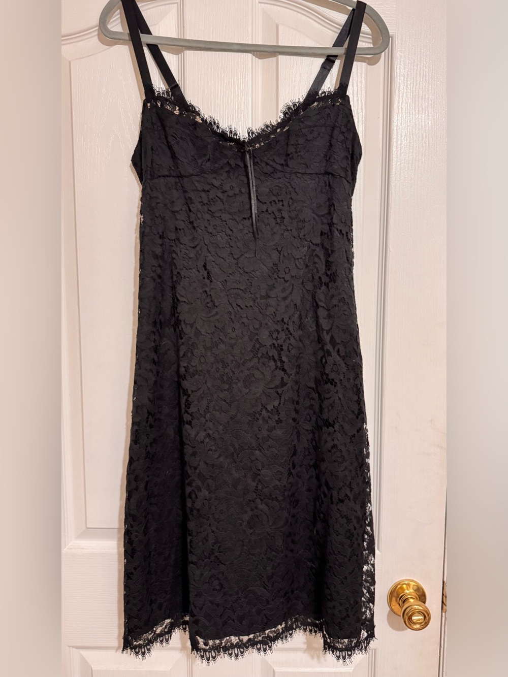 Rebecca Taylor Black Lace Midi Slip Dress